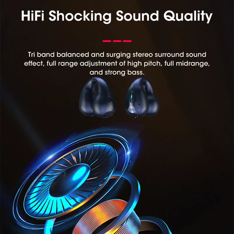 Wireless Earphones TWS Bluetooth Earbuds Hifi Bass Sport Open Ear Clip Headphones Earring Gaming Headset PK Ambie Sound Earcuffs